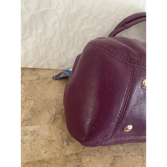 COACH Mia/garnet plum Pleated Leather Carryall Shoulder Bag 13914 - Picture 8 of 13